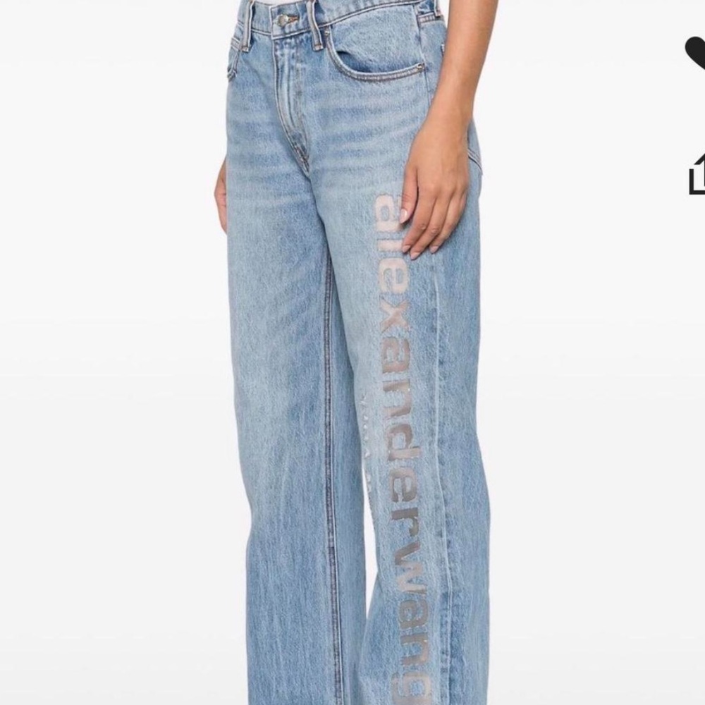 Alexander Wang Light Blue Straight-Leg Jeans with Side Logo
